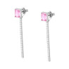 ORECCHINI PUNTO LUCE BAGUETTE ROSA E TENNIS PENDENTE CON CUBIC ZIRCONIA BIANCHI IN ARGENTO 925 GALVANICA RODIO
