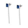 ORECCHINI PUNTO LUCE BAGUETTE BLU ZAFFIRO E TENNIS PENDENTE CON CUBIC ZIRCONIA BIANCHI IN ARGENTO 925 GALVANICA RODIO