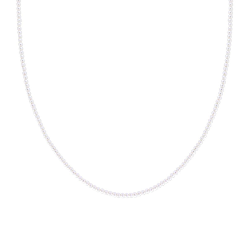 COLLANA FILO PERLA BIANCA MM 2 IN VETRO PERLATO CON FILO E CHIUSURA IN ARGENTO 925 GALVANICA RODIO