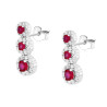 ORECCHINI TRILOGY DEGRADE FIORI ROSSO RUBINO CONTORNATI DA CUBIC ZIRCONIA BIANCHI IN ARGENTO 925 GALVANICA RODIO