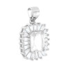 CIONDOLO RETTANGOLARE CUBIC ZIRCONIA BIANCO CONTORNATO DA CUBIC ZIRCONIA TRAPEZIO BIANCHI IN ARGENTO 925 GALVANICA RODIO