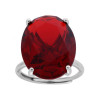 ANELLO SOLITARIO OVALE ROSSO RUBINO CUBIC ZIRCONIA IN ARGENTO 925 GALVANICA RODIO