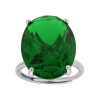 ANELLO SOLITARIO OVALE VERDE SMERALDO CUBIC ZIRCONIA IN ARGENTO 925 GALVANICA RODIO