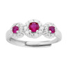 ANELLO TRILOGY FIORE ROSSO RUBINO CONTORNATO DA CUBIC ZIRCONIA BIANCHI IN ARGENTO 925 GALVANICA RODIO