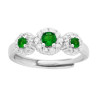 ANELLO TRILOGY FIORE VERDE SMERALDO CONTORNATO DA CUBIC ZIRCONIA BIANCHI IN ARGENTO 925 GALVANICA RODIO