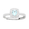ANELLO SOLITARIO RETTANGOLARE CUBIC ZIRCONIA OVALE ACQUAMARINA CONTORNATO DA CUBIC ZIRCONIA BIANCHI IN ARGENTO 925 GALVANICA ROD
