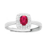 ANELLO SOLITARIO RETTANGOLARE CUBIC ZIRCONIA OVALE ROSSO RUBINO CONTORNATO DA CUBIC ZIRCONIA BIANCHI IN ARGENTO 925 GALVANICA RO