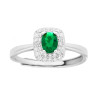 ANELLO SOLITARIO RETTANGOLARE CUBIC ZIRCONIA OVALE VERDE SMERALDO CONTORNATO DA CUBIC ZIRCONIA BIANCHI IN ARGENTO 925 GALVANICA 