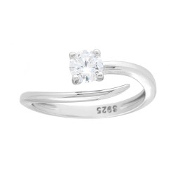 ANELLO SOLITARIO CON CUBIC ZIRCONIA BIANCHI MM 5 IN ARGENTO 925 GALVANICA RODIO