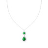 COLLANA CATENA FORZATINA DIAMANTATA GOCCIA VERDE SMERALDO CONTORNATA DA CUBIC ZIRCONIA BIANCHI IN ARGENTO 925 GALVANICA RODIO