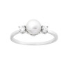 ANELLO CON PERLA BIANCA MM 7 E ZIRCONI BIANCHI IN ARGENTO 925 GALVANICA RODIO