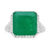 ANELLO QUADRATO CON PIETRA NATURALE VERDE SMERALDO CONTORNATA CON CUBIC ZIRCONIA BIANCHI IN ARGENTO 925 GALVANICA RODIO