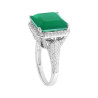 ANELLO QUADRATO CON PIETRA NATURALE VERDE SMERALDO CONTORNATA CON CUBIC ZIRCONIA BIANCHI IN ARGENTO 925 GALVANICA RODIO