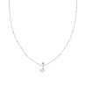 COLLANA CATENA VENEZIANA DIAMANTATA CON FARFALLA CUBIC ZIRCONIA BIANCHI E PUNTO LUCE ACQUAMARINA IN ARGENTO 925 GALVANICA RODIO