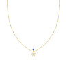 COLLANA CATENA VENEZIANA DIAMANTATA CON STELLA CUBIC ZIRCONIA BIANCHI E PUNTO LUCE BLU ZAFFIRO IN ARGENTO 925 GALVANICA ORO