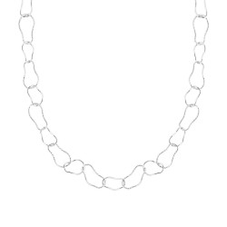COLLANA CATENA FANTASIA ALTERNATA DIAMANTATA E LUCIDA IN ARGENTO 925 GALVANICA RODIO