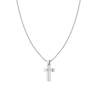 COLLANA CATENA VENEZIANA TONDA CON CROCE E CRYSTAL BIANCO IN ACCIAIO