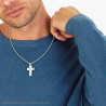 COLLANA CATENA VENEZIANA TONDA CON CROCE E CRYSTAL BIANCO IN ACCIAIO