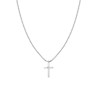 COLLANA CATENA VENEZIANA TONDA CON CROCE E CRYSTAL BIANCO IN ACCIAIO