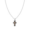COLLANA CATENA VENEZIANA TONDA CON CROCE NERO ROSA E CRYSTAL NERO IN ACCIAIO