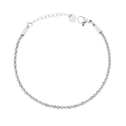 BRACCIALE CATENA CORDA DIAMANTATA SEZIONE MM 2.3 LUNGHEZZA CM 17+3 IN ACCIAIO