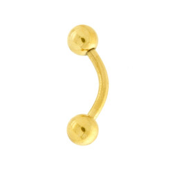 BODY PEARCING BANANA MM 20 CON PALLINE MM 5 IN ACCIAIO CHIRURGICO COLORE ORO