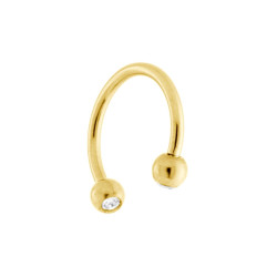 BODY PIERCING CIRCULAR BARBELL MM 12.5 CON PALLINE MM 3 E CRYSTAL BIANCO IN ACCIAIO CHIRURGICO COLORE ORO