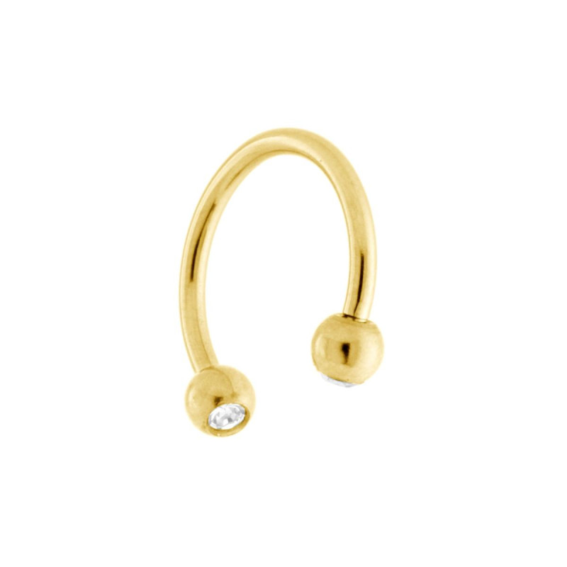 BODY PIERCING CIRCULAR BARBELL MM 12.5 CON PALLINE MM 3 E CRYSTAL BIANCO IN ACCIAIO CHIRURGICO COLORE ORO