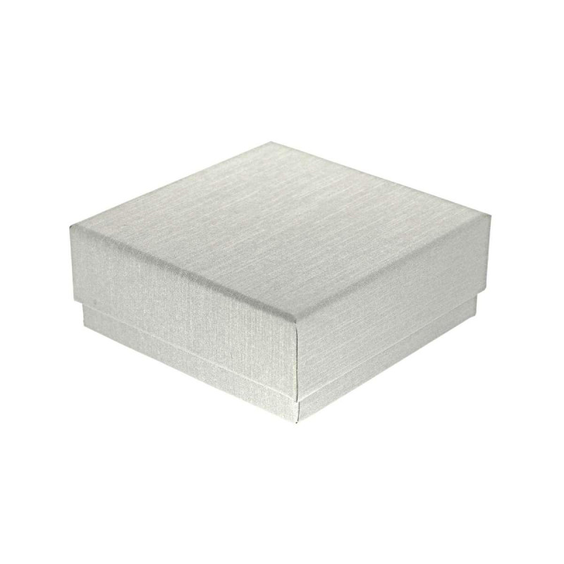 ASTUCCIO MULTIUSO PER GIOIELLI CM 9 X 9 H 3,5 COLORE GRIGIO PERLA EFFETTO TESSUTO SETA