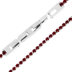 BRACCIALE TENNIS GRIFFE CM 18-20 CON ZIRCONI MM 2 ROSSO RUBINO REGOLABILE IN ACCIAIO