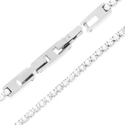 BRACCIALE TENNIS GRIFFE CM 18-20 CON ZIRCONI MM 2 BIANCO REGOLABILE IN ACCIAIO