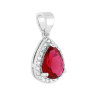 PARURE SET ORECCHINI E CIONDOLO GOCCIA CUBIC ZIRCONIA ROSSO RUBINO CONTORNATO DA CUBIC ZIRCONIA BIANCHI IN ARGENTO 925 GALVANICA