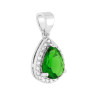 PARURE SET ORECCHINI E CIONDOLO GOCCIA CUBIC ZIRCONIA VERDE SMERALDO CONTORNATO DA CUBIC ZIRCONIA BIANCHI IN ARGENTO 925 GALVANI