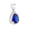 PARURE SET ORECCHINI E CIONDOLO GOCCIA CUBIC ZIRCONIA BLU ZAFFIRO CONTORNATO DA CUBIC ZIRCONIA BIANCHI IN ARGENTO 925 GALVANICA 
