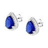 PARURE SET ORECCHINI E CIONDOLO GOCCIA CUBIC ZIRCONIA BLU ZAFFIRO CONTORNATO DA CUBIC ZIRCONIA BIANCHI IN ARGENTO 925 GALVANICA 