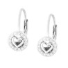 ORECCHINI MONACHELLA TONDO E CUORE CON CUBIC ZIRCONIA BIANCHI IN ARGENTO 925 GALVANICA RODIO