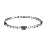 BRACCIALE UOMO MAGLIA IMPERNIATA CON DETTAGLI NERO E CON CRYSTAL NERI IN ACCIAIO