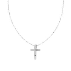 COLLANA CATENA FORZATINA DIAMANTATA CON CROCE IN ACCIAIO