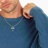 COLLANA CATENA VENEZIANA TONDA CON CROCE NERO IN ACCIAIO