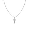 COLLANA CATENA VENEZIANA TONDA CON CROCE CON CRYSTAL BIANCO IN ACCIAIO