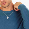 COLLANA CATENA VENEZIANA TONDA CON CROCE CON CRYSTAL BIANCO IN ACCIAIO