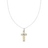COLLANA CATENA FORZATINA DIAMANTATA CON CROCE ORO IN ACCIAIO