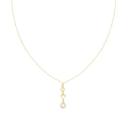 COLLANA CATENA FORZATINA DIAMANTATA CON CUORE E CUBIC ZIRCONIA BIANCHI IN ARGENTO 925 GALVANICA ORO