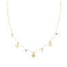 COLLANA CATENA FORZATINA E PALLINE CON QUADRIFOGLI PLAIN PENDENTI CUBIC ZIRCONIA BIANCHI E CRYSTAL BLU IN ARGENTO 925 GALVANICA 