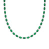 COLLANA TENNIS OVALI VERDE SMERALDO E CUBIC ZIRCONIA BIANCHI IN ARGENTO 925 GALVANICA RODIO