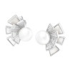 ORECCHINI VENTAGLIO CON RAGGI CUBIC ZIRCONIA BIANCHI MADREPERLA E PERLA DI FIUME IN ARGENTO 925 GALVANICA RODIO