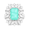ANELLO RETTANGOLARE TORMALINA PARAIBA CONTORNATO DA CUBIC ZIRCONIA MARQUISE BIANCHI IN ARGENTO 925 GALVANICA RODIO