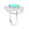 ANELLO RETTANGOLARE TORMALINA PARAIBA CONTORNATO DA CUBIC ZIRCONIA MARQUISE BIANCHI IN ARGENTO 925 GALVANICA RODIO