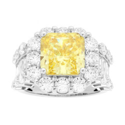 ANELLO QUADRATO TOPAZIO CONTORNATO DA CUBIC ZIRCONIA BIANCHI IN ARGENTO 925 GALVANICA RODIO