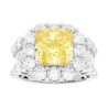 ANELLO QUADRATO TOPAZIO CONTORNATO DA CUBIC ZIRCONIA BIANCHI IN ARGENTO 925 GALVANICA RODIO